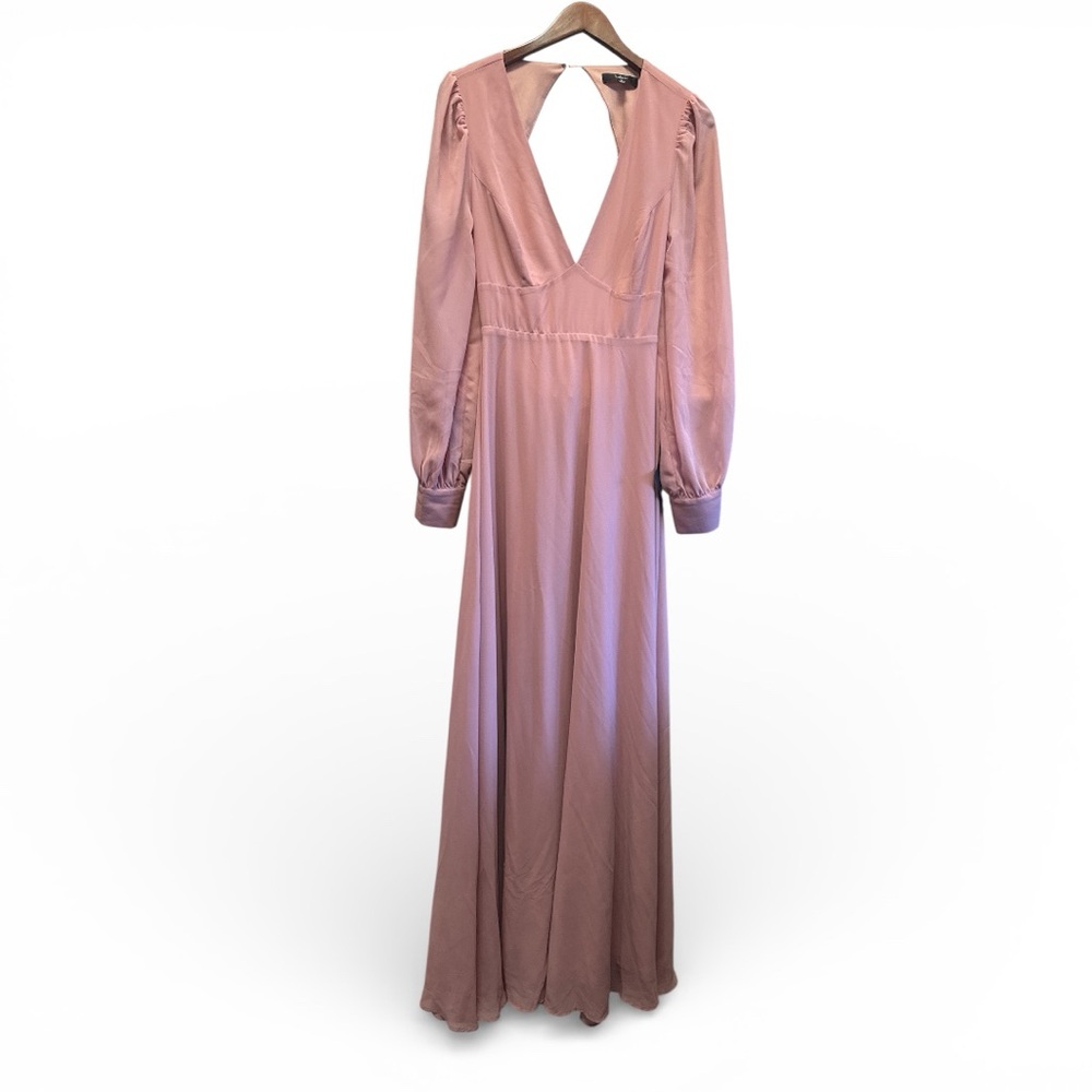 Lulu's Blush Long Sleeve Open Back Maxi Dress Dress Romantic Elegant Occasion - Picture 2 of 9
